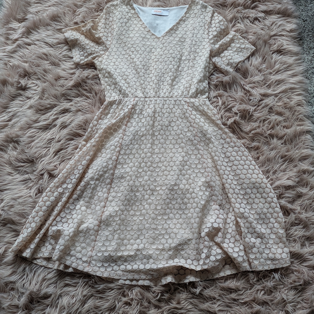 Light Pink Textured Short Sleeve Dress